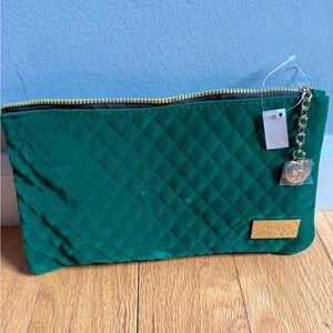 Mario Badescu Green Quilted Cosmetic Bag with Gold Accents